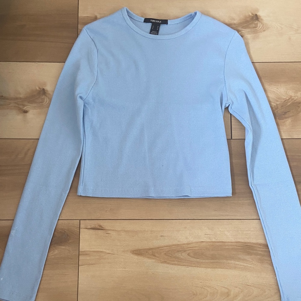 Forever 21 Light Blue Long Sleeve Kids Tee